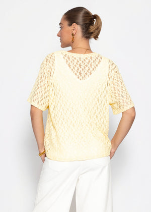Oversize T-Shirt aus Spitze - gelb