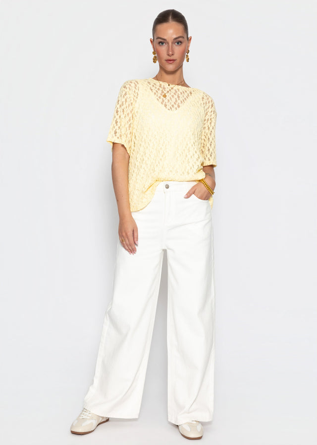 Oversize T-Shirt aus Spitze - gelb