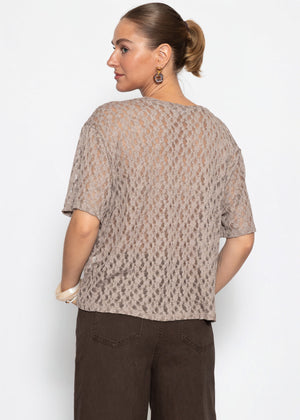 Oversize T-Shirt aus Spitze - taupe