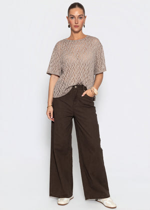 Oversize T-Shirt aus Spitze - taupe