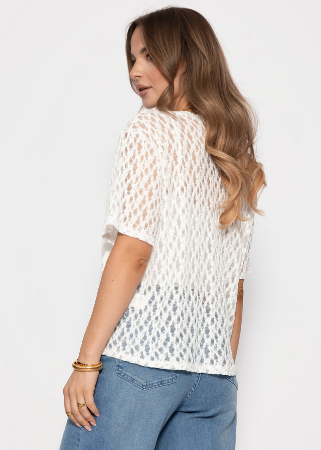 Oversized lace T-shirt - white