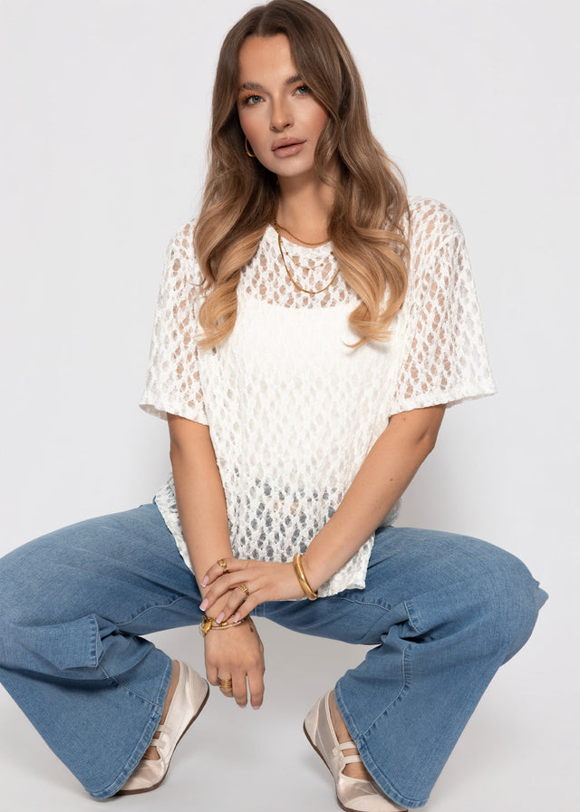 Oversized lace T-shirt - white