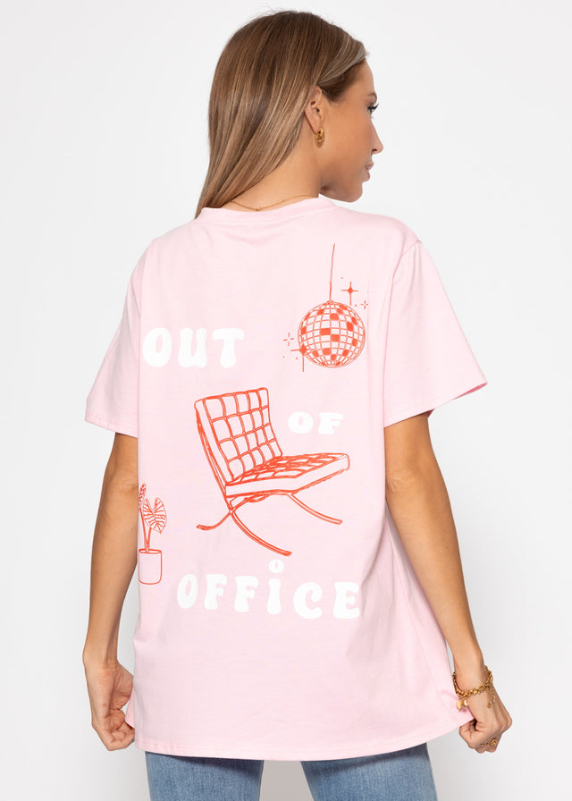 Oversize T-Shirt mit Print - rosa