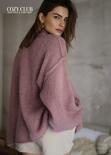 Oversized Grobstrickpullover - altrosa