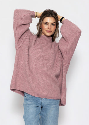 Oversized Grobstrickpullover - altrosa