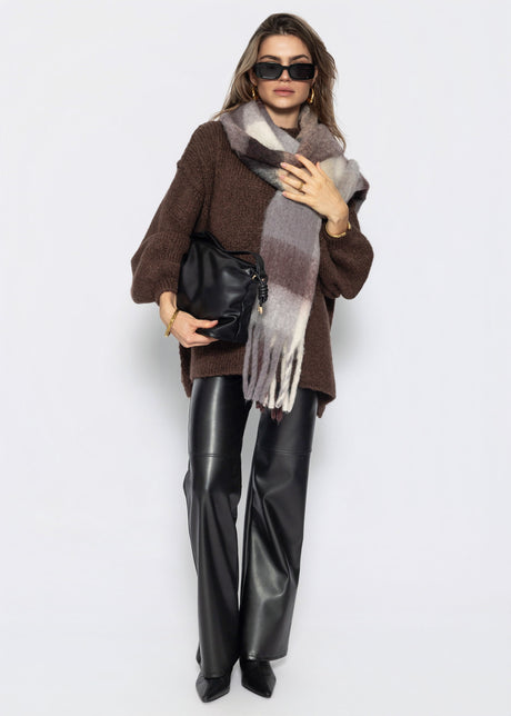 Oversized Grobstrickpullover - braun