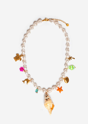 Perlenkette mit maritimen Charms - weiß