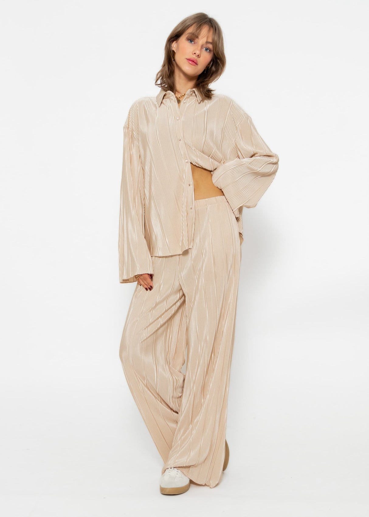 Plissee Hose - beige