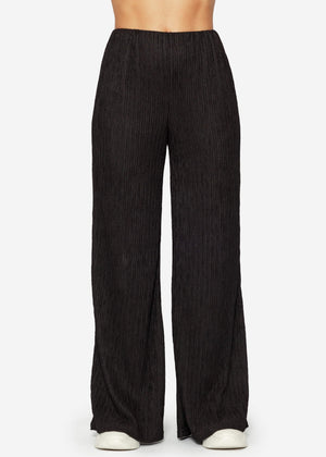 Pleated wide-leg trousers - black