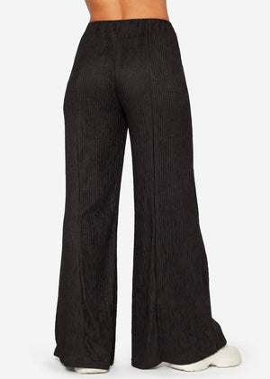 Pleated wide-leg trousers - black