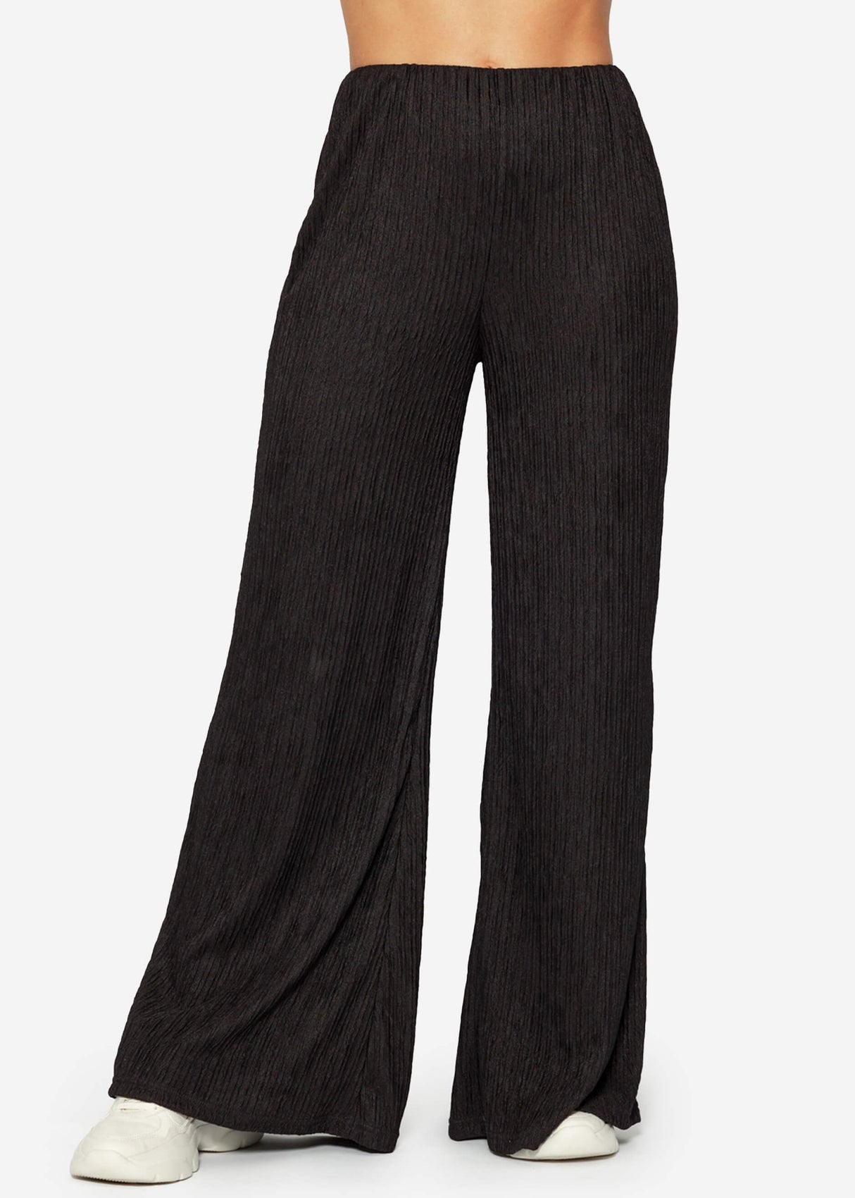 Pleated wide-leg trousers - black