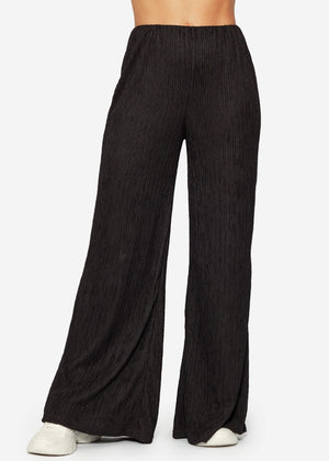 Pleated wide-leg trousers - black