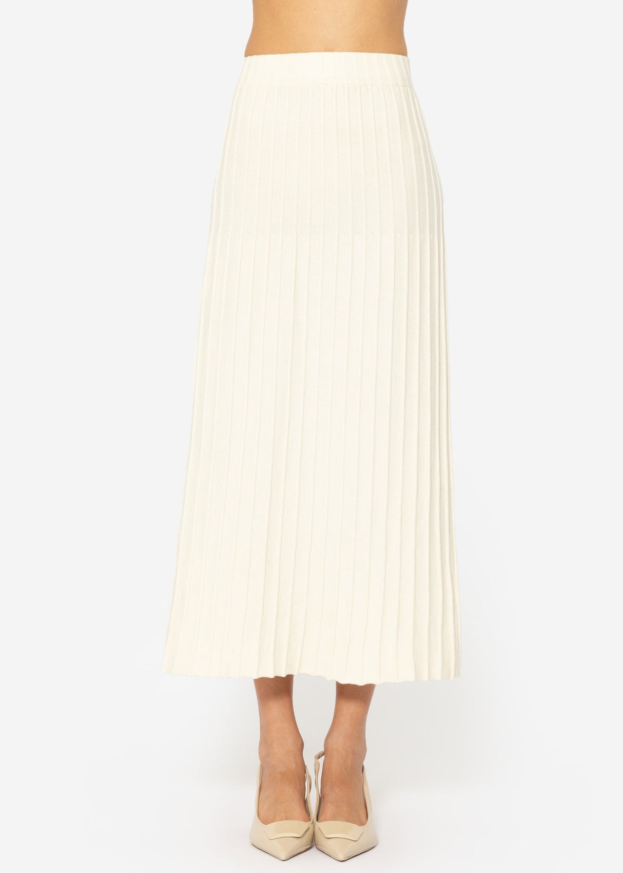 Plissierter Maxi Strick-Rock - offwhite