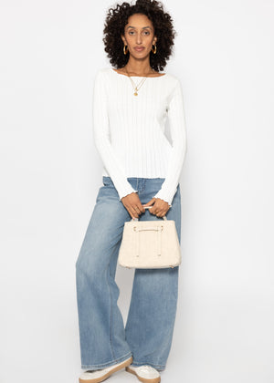 Pointelle Langarmshirt - weiß