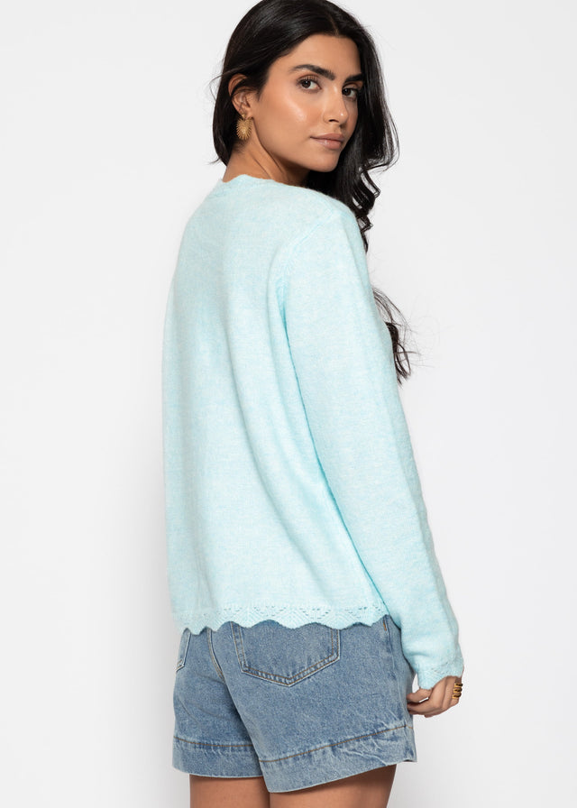 Pointelle Strickjacke - hellblau