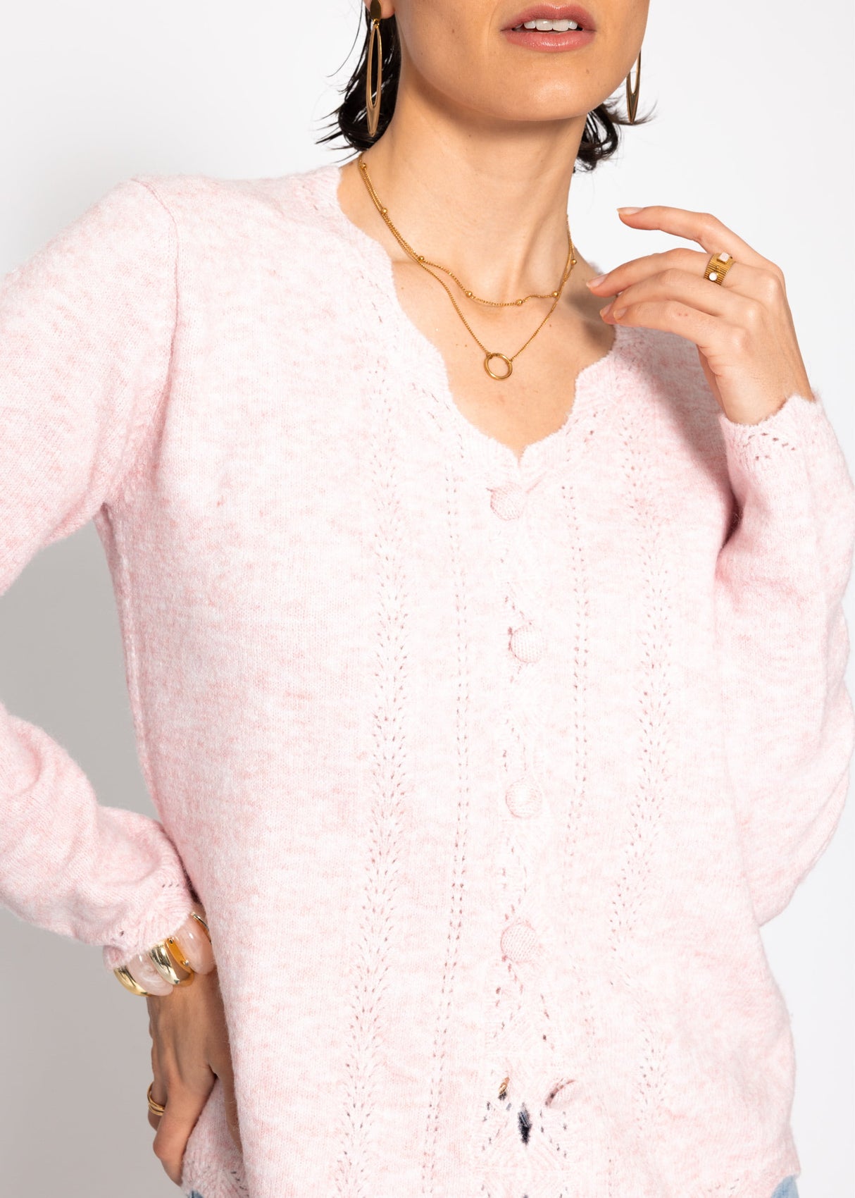 Pointelle cardigan - pink