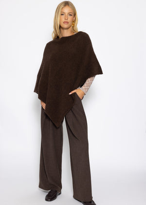 Poncho mit Wollanteil - braun