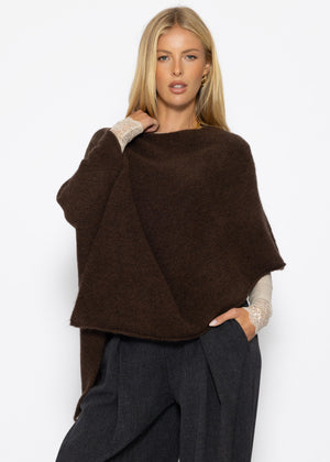 Poncho mit Wollanteil - braun