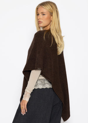 Poncho mit Wollanteil - braun