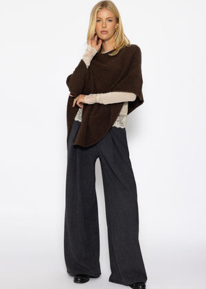 Poncho mit Wollanteil - braun