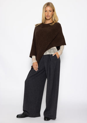 Poncho mit Wollanteil - braun