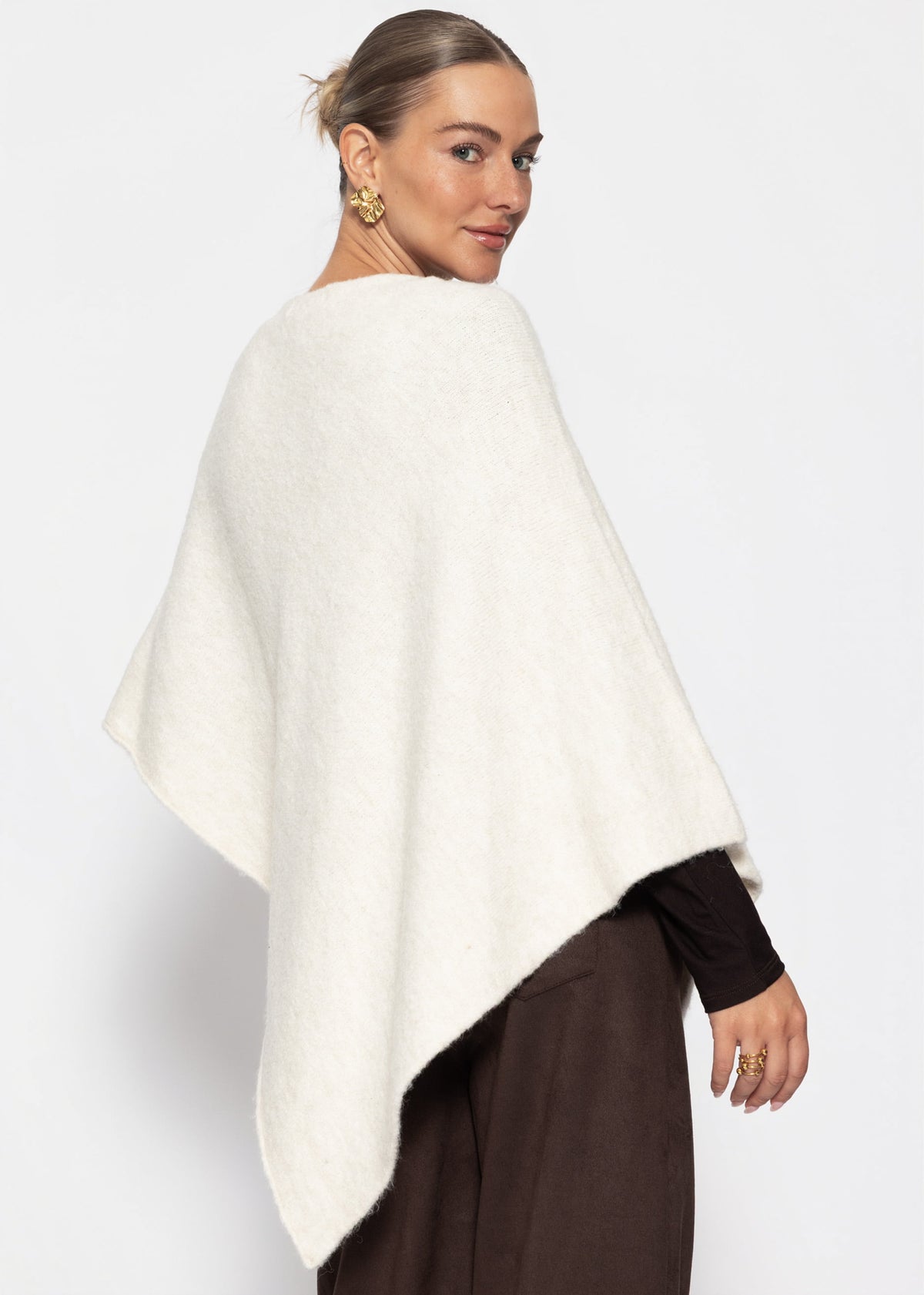 Poncho mit Wollanteil - offwhite