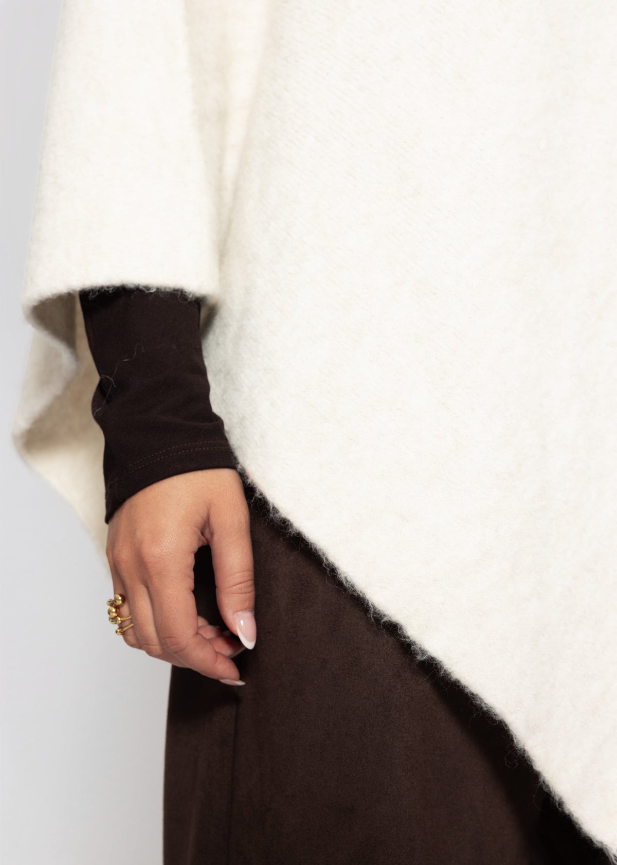 Poncho mit Wollanteil - offwhite