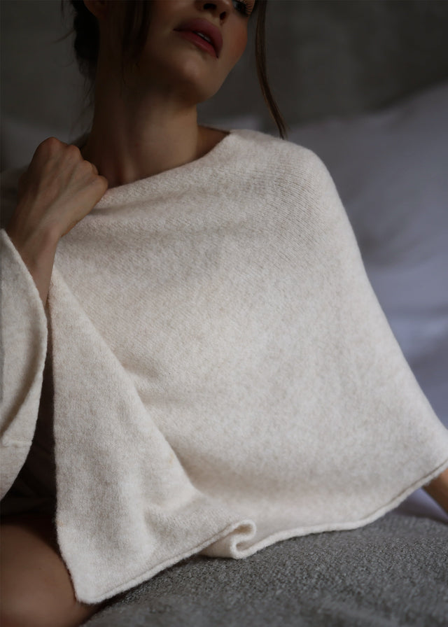 Poncho mit Wollanteil - offwhite