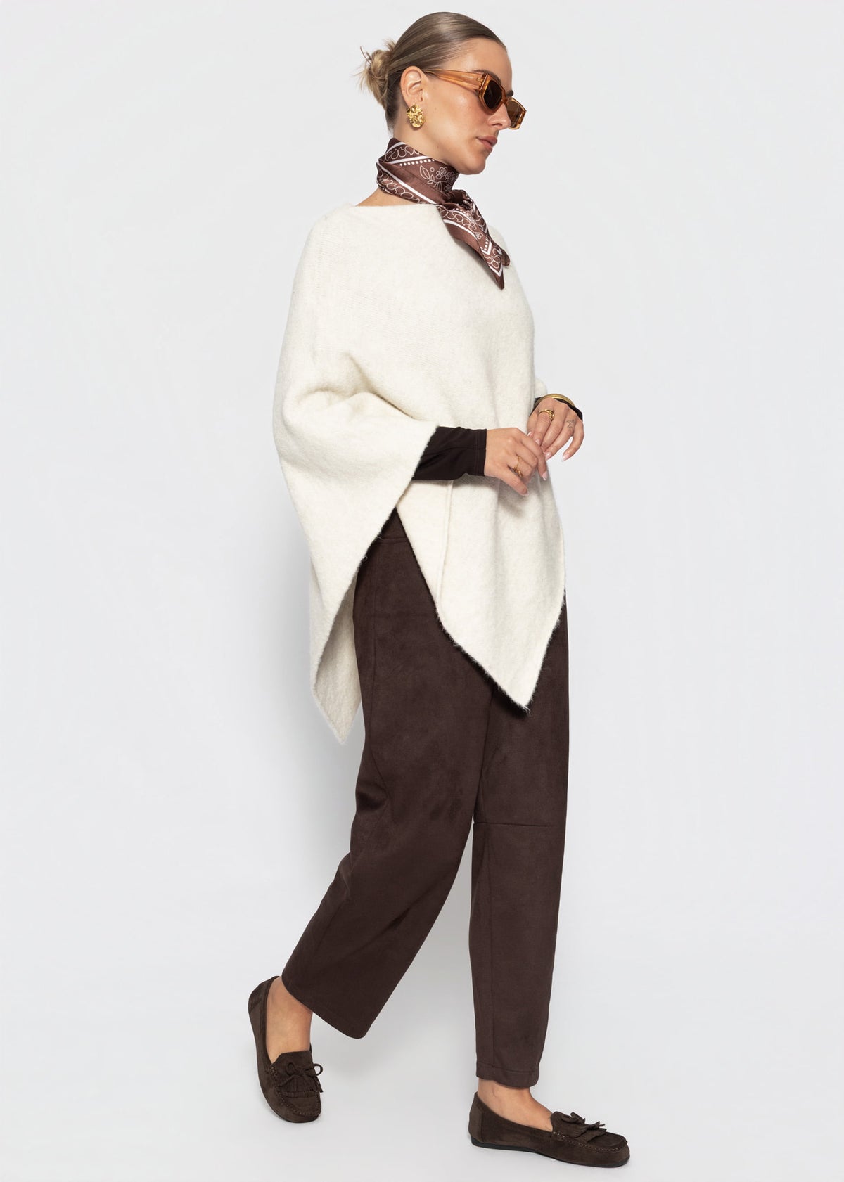 Poncho mit Wollanteil - offwhite