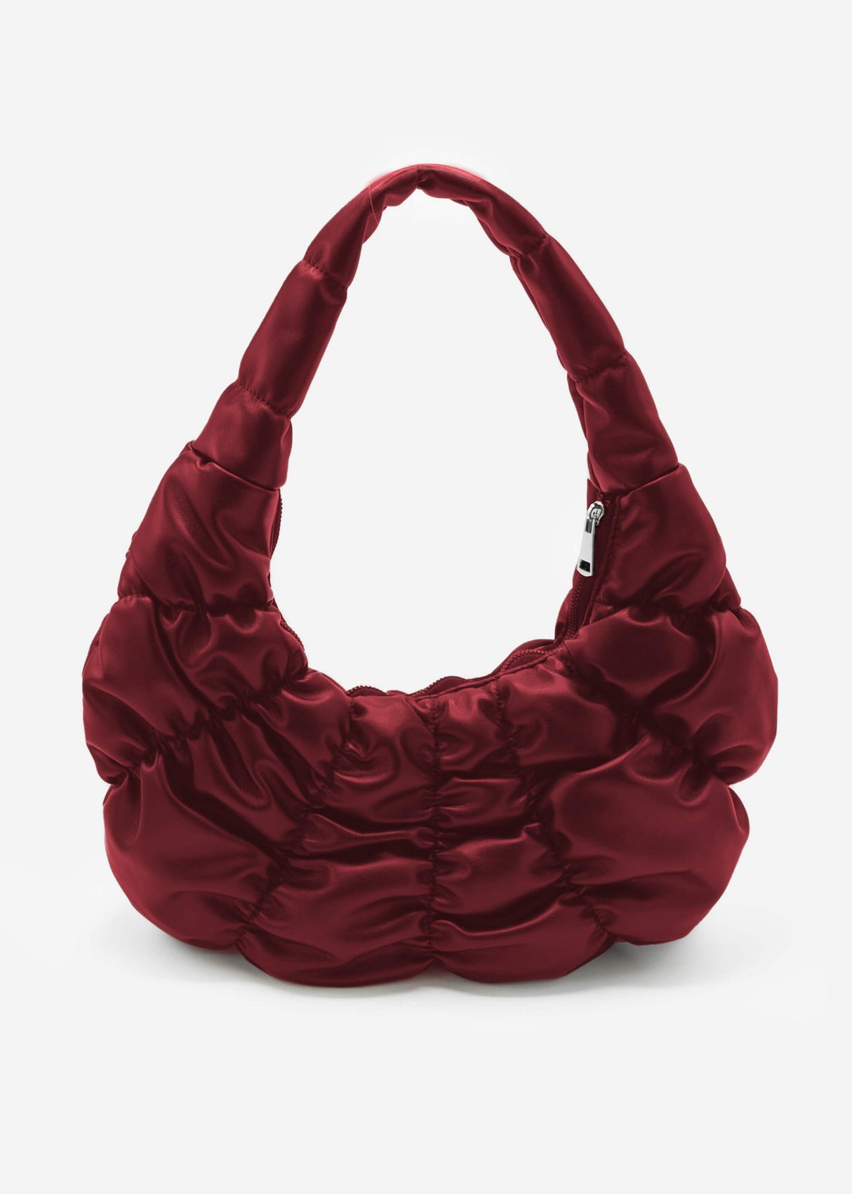 Puffer-Handtasche aus Kunstleder - burgundy