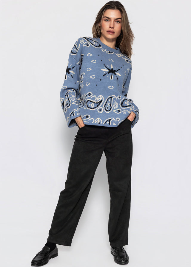 Pullover mit Bandana-Print - blau