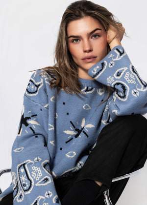 Pullover mit Bandana-Print - blau