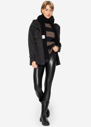 Sweater with block stripes - black-brown