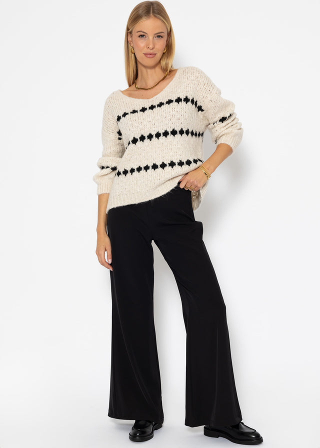 Pullover mit Fantasie-Streifenmuster - offwhite