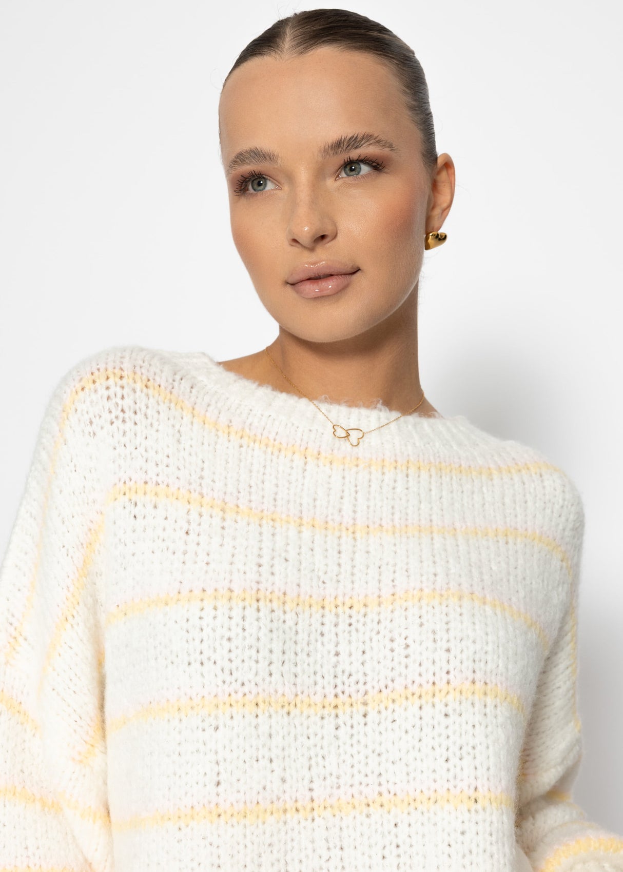 Gestreifter Pullover - offwhite