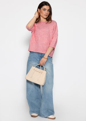 Sweater with floral embroidery - pink