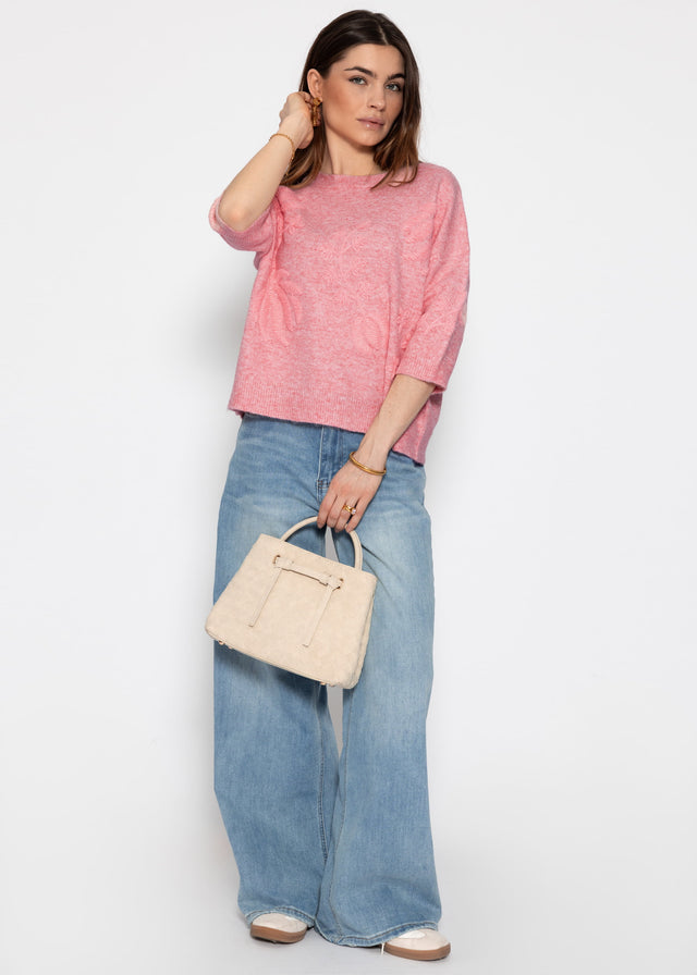 Jumper with floral embroidery - rose