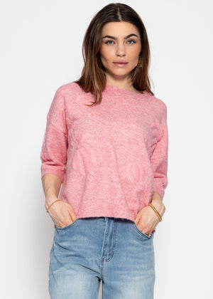 Sweater with floral embroidery - pink