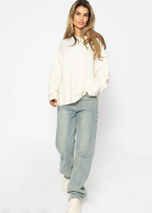 Ribbed striped sweater - off-white