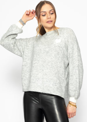 Pullover mit Herz - hellgrau