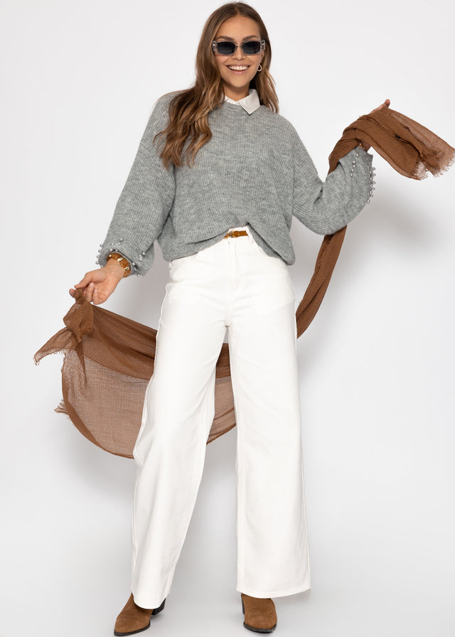 Jumper with pearl details - grey