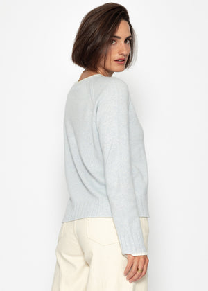 Pullover mit Raglanärmeln und Kontrastdetails - hellblau