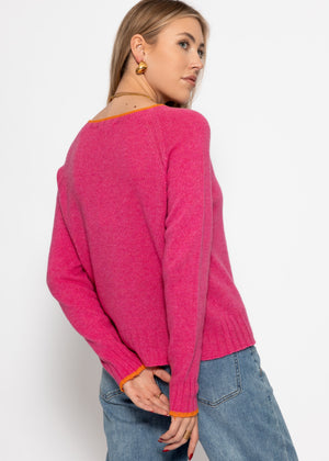 Pullover mit Raglanärmeln und Kontrastdetails - pink