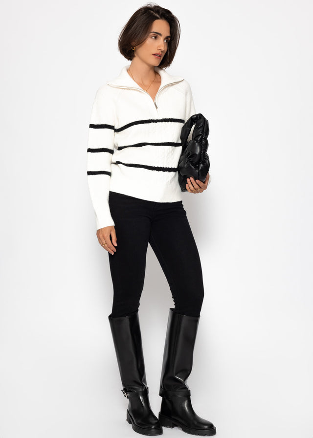 Jumper with zip at the collar - off-white