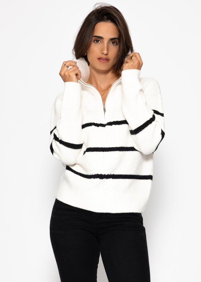 Jumper with zip at the collar - off-white
