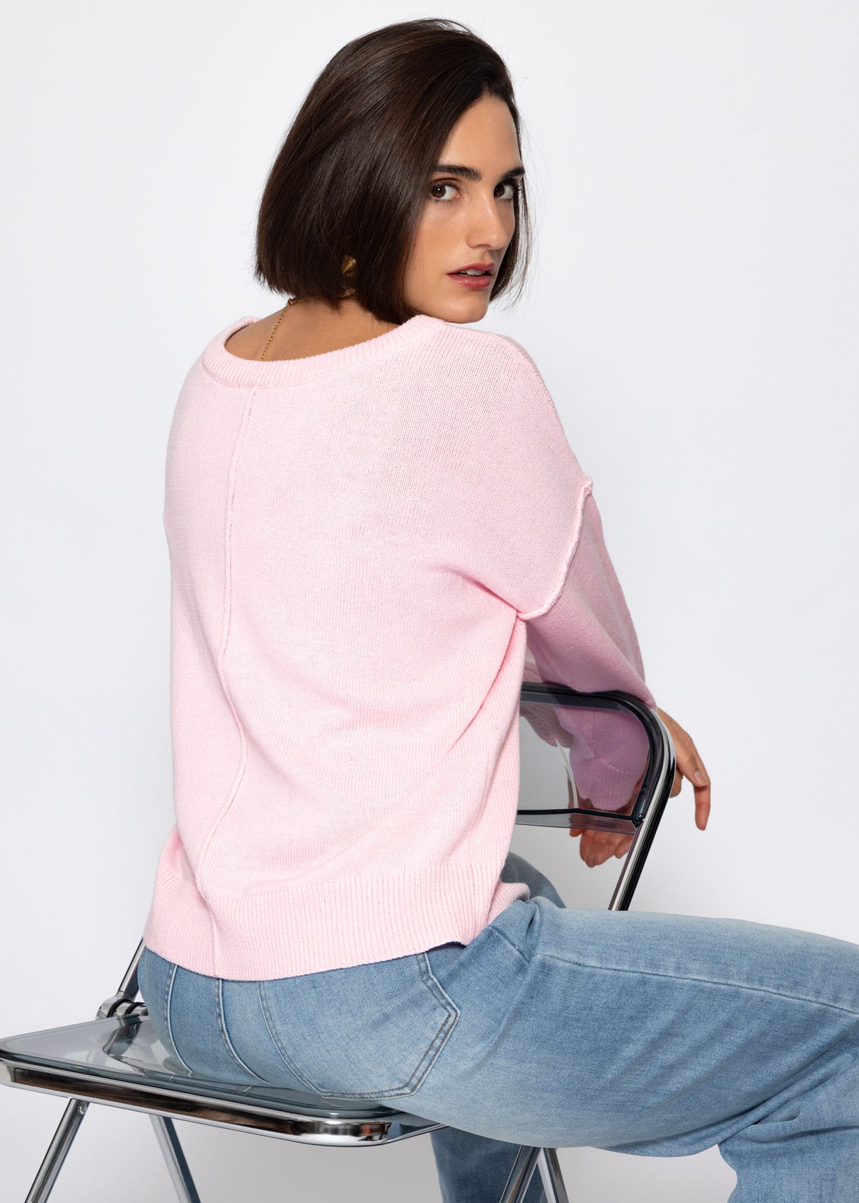 Sweater with back seam - pink