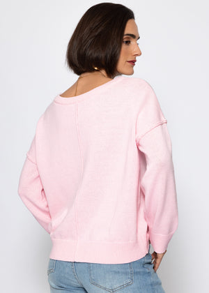 Sweater with back seam - pink