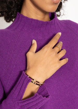 Pullover mit Stehkragen und Ärmelschlitzen - plum