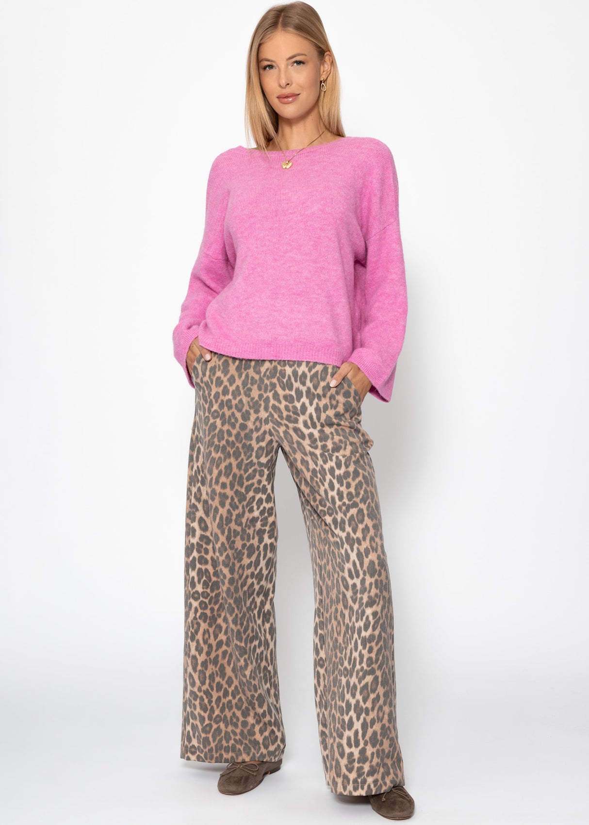 Pullover mit tiefem Rückenausschnitt - pink