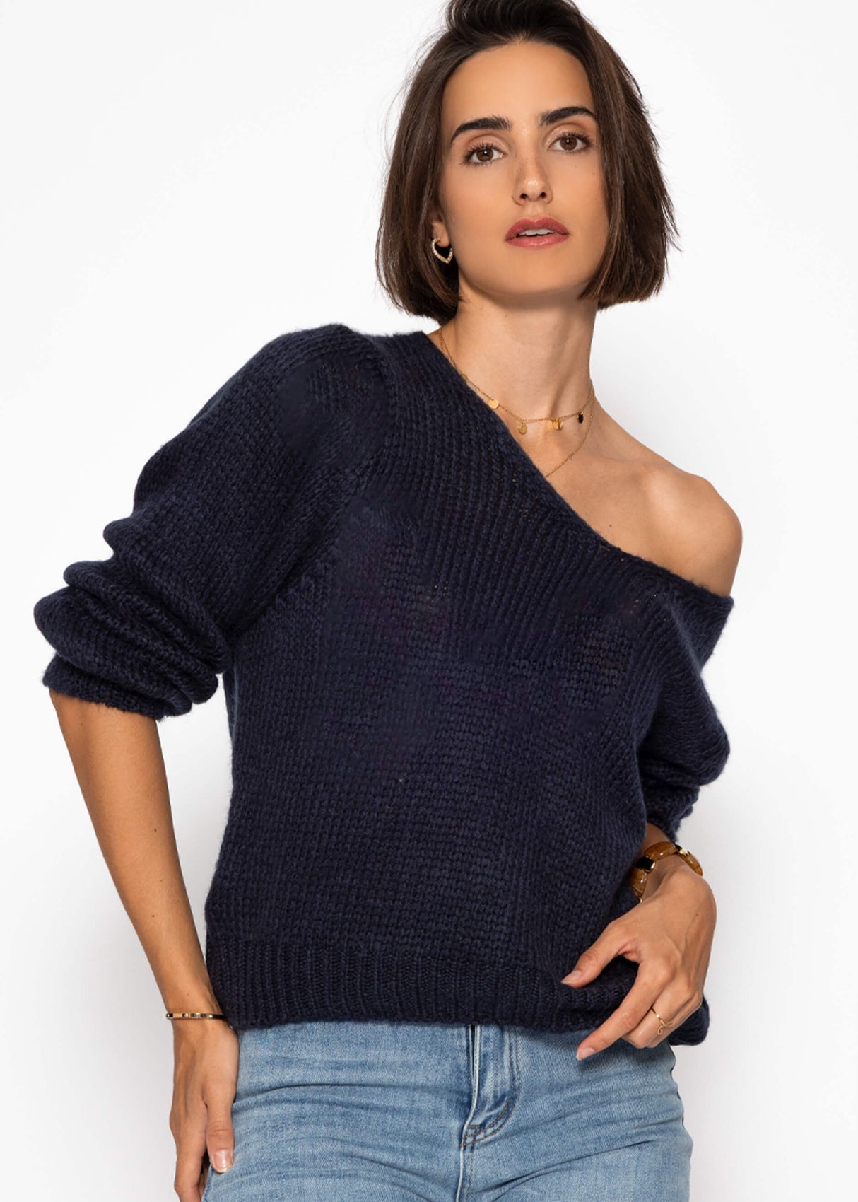 Pullover mit V-Ausschnitt - dunkelblau
